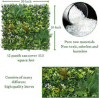 Artificial Grass Boxwood Hedges Wall Panels: 20"x20" 12P UV-Anti Faux Greenery Fake Ivy Leaves Privacy Fence Screen Backdrop for Garden Covering Privacy, Outdoor Indoor Decor