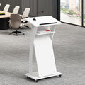Mobile Wooden Podium Stand with Wheels Lectern White 16MM Wood Board Elegant Design Wooden Churche Pulpit