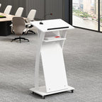 Mobile Wooden Podium Stand with Wheels Lectern White 16MM Wood Board Elegant Design Wooden Churche Pulpit