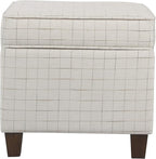 Homepop Home Decor | K7342-F2236 | Classic Square Storage Ottoman with Lift Off Lid | Ottoman with Storage for Living Room & Bedroom, Natural Windowpane Large