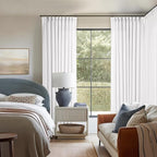 Pleated Linen Curtains 120 Inches Long 60 Inch Width Extra Wide for Living Room Bedroom White Semi Sheer 120 Inch Length Back Tab Hooks Rings Pinch Pleat Curtains for Patio Glass Door 1 Panel