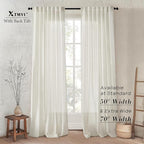 XTMYI 100 Inch Curtains 2 Panels Set Custom Length Back Tab Linen Window Sheer Curtain Drapes for Living Room Bedroom,50x100 in Long,Cream(Ivory/Off White)