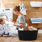 Large Rectangle Blankets Basket Living Room 22"x17"x12" Woven Cotton Rope Storage Baskets for Nursery Toy Baskets for Kids and Dogs Wicker Laundry Basket Bin for Clothes Towels black