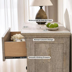 T4TREAM Farmhouse 5 Drawers Dresser for Bedroom, 47" Tall Wood Rustic Chest of Drawers, Vintage Design with Metal Handle, Light Rustic Oak