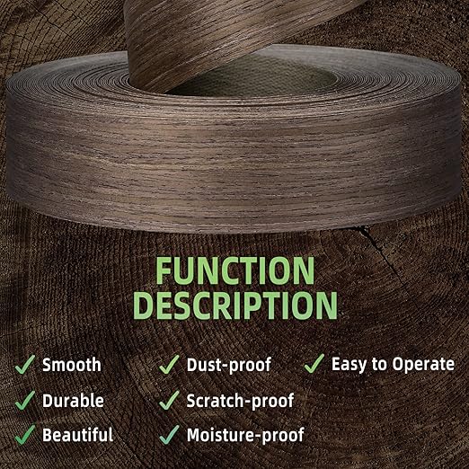 Walnut Edge Banding, 1/2 inch x 250ft roll of Veneer Edge Banding -Pre-glued Flexible, Real Wood Tape Banding for Cabinet Repair Furniture Restoration