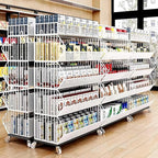 5-Tier Slanted Rolling Retail Display Rack with Locking Wheels | Heavy-Duty Metal Snack & Chip Display Stand for Grocery Stores, Supermarkets, Bakery | Space-Saving Store Organization Shelf
