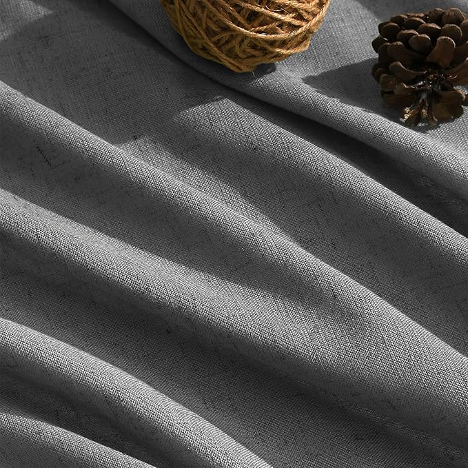 Blazer Grey Curtains 63 Inches Long 2 Panel Sets for Living Room Bedroom, Light Filtering Linen Drapes for Kitchen Windows Rod Pocket or Back Tab Curtain,Semi Sheer 52x63
