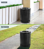 Alpine Outdoor Trash Can 36 Gallon Diamond Steel Commercial Metal Waste Bin with Leak Proof Liner, Heavy Duty Steel Mesh Design, Flat Wide Open Top Lid for Parks, Streets, and Public Spaces-Black