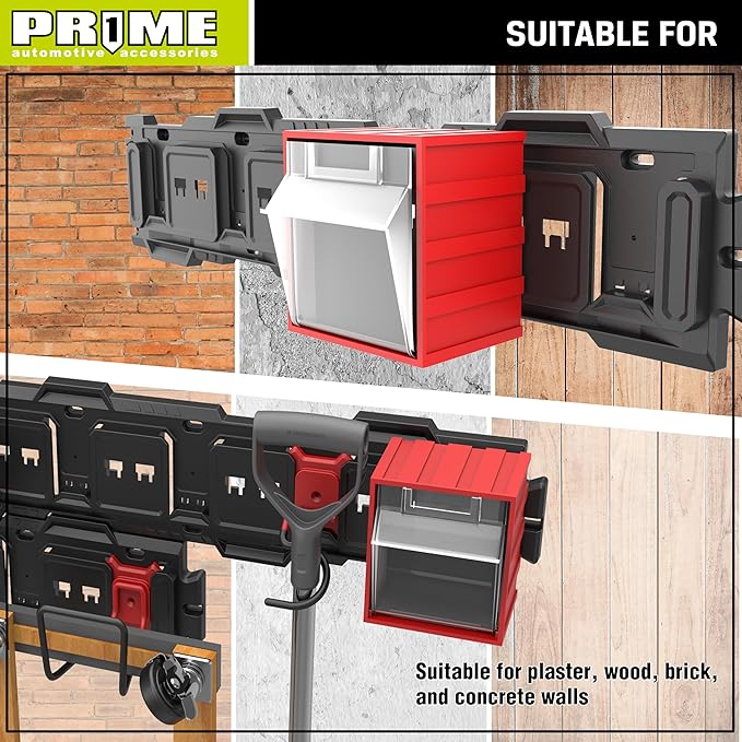 PR1ME 1 Pack Wall Mounted Storage Bins, Garage Hanging Storage Organizer Bins for Screws, Nuts, Bolts, Nails, and Small Hardware Parts