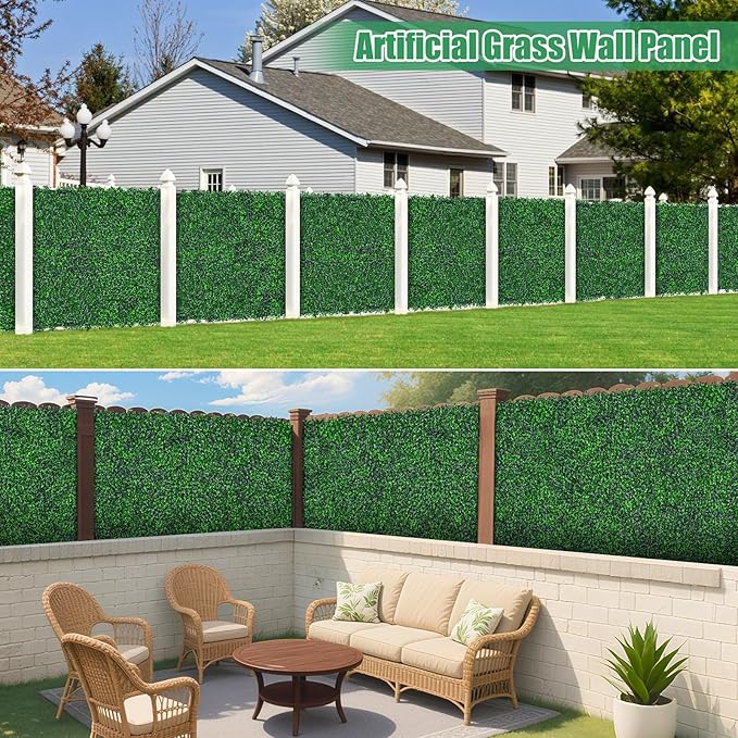 Artificial Greenery Wall Rolls,48"x 120"(40 sq.ft) UV-Anti Faux Ivy Leaves Privacy Fence Screen Grass Wall Roll Panels for Indoor Home Decor and Outdoor Garden Backyard