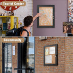 Mifuro 26"x20" Enclosed Bulletin Board, Outdoor Lockable Weather-Resistant Aluminum Cork Noticeboard for School & Office, Black Frame w/Cork
