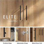 Prepac Elite Tall Garage Storage Cabinet & Pantry Storage Cupboard, 2-Door Freestanding Bathroom or Pantry Cabinet with Adjustable Shelves, 16" D x 32" W x 65" H, Oak