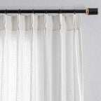MYSKY HOME Natural Curtains 84 Inch Long for Living Room, Semi Sheer Curtains Pinch Pleated Light Filtering Drapes Boho Decor Country Style Bedroom Panels Set Back Tab Privacy, 40" x 84", Beige, 2 PCS