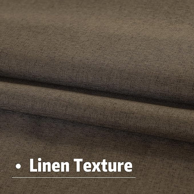 DUALIFE 96 Inch Long Blackout Curtains - Extra Wide Thermal Insulated Sun Block Out Bedroom Linen Curtains 8 ft Window Covering Back Tab Rod Pocket Drapes for Hall Living Room W84 x L96,2 Pcs, Brown
