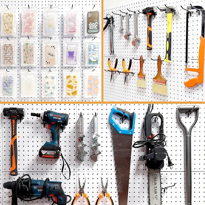 HUHOLE Black Pegboard Hooks 8 Inch, 25PC, Heavy Duty Pegboard Hooks, Fit 1/4" Peg Board