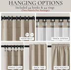 Extra Wide 60 Inch Blackout Curtains 96 Inches Long for Living Room, Rustic Boho Room Darkening Textured Linen Pleated Insulated Ceiling Track Large Window Drapes (60"W x 96"L 2 Panels Grey Beige)
