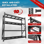8000LBS 91 "W x 24 "D x 87 "H Storage Shelves, 4-Tier Adjustable Metal Shelving Units and Storage, Iron Industrial Shelving for Garage, Warehouse, Basement, Black