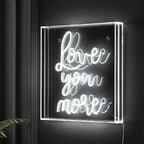 JONATHAN Y NEN1015A 15" Love You More Neon Sign, Modern White LED Light in Acrylic Box for Wall Decor, USB Powered Tabletop Lighted Sign for Bedroom, Living Room, Dorm Room, Romantic Wall Art