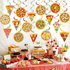 22pcs Pizza Party Hanging Swirls Pizza Party Decorations Pizza Party Time Hanging Decor Pizza Themed Ceiling Streamers for Fast Food Baby Shower Supplies