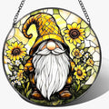 8″ Stained Glass Window Hanging Ornament, Sunflower Gnome Stained Glass Suncatcher Ornament, Sun-Catcher Window Decor | Christmas & Birthday Gifts, Festival Gifts | Gift for Her