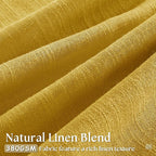 Mustard Yellow 90 Inch Linen Curtains Pinch Pleated for Living Room Bedroom Dining Boho Light Filtering Pinch Pleat Drapes Hooks Rings Back Tab Semi Sheer Gold Harvest Spring Window Curtains 2 Panels
