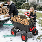 1200lbs Garden Dump Cart,7 Cu.Ft Utility Wagon Cart with Hitch,Heavy Duty Yard Dump Wagon Wheelbarrows with 13" All Terrain Wheels & 2-in-1 Handle,Tow Behind for Lawn Mower Tractor ATV