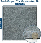 Carpet Tiles Peel and Stick 24” x 24”, Self Adhesive Soft Padded Flooring Stickers, Light Gray Home Decor for Bedroom Living Room Office, 10 Tiles & 40 sq ft per Box