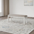Signature Design by Ashley Robbinsdale Large Upholstered 48" W Dining Bench, Light Gray & White