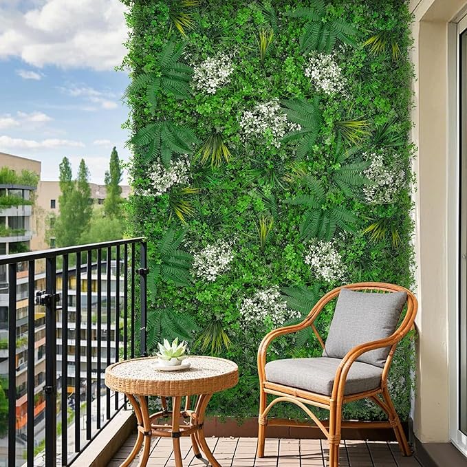 20"X20" Artificial Grass Wall, 12PCS Boxwood Panels UV-Protected Faux Grass Backdrop Wall,Greenery Privacy Hedge Screen for Outdoor Garden Patio, Indoor Party Balcony Fence Decor