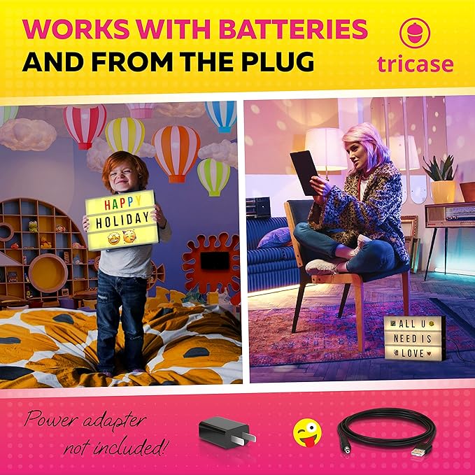 Cinema Light Box with Letters – Marquee Color Changing Light Box Sign with 386 Black & Color Letters & Emoji & 2 Markers- Premium Light Up Letter Board – 16 Dimmable Remote-Controlled Colored Options