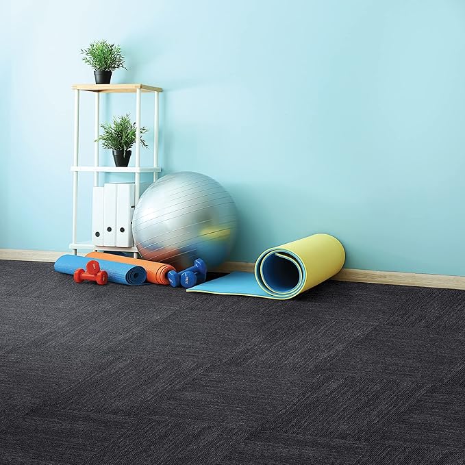 Mohawk Elite 24" x 24" Berber (Loop pile), 0.08" Pile Height, Carpet Tile, Nylon Fiber, Ebony Color, (24 Tiles), (96 sqft/carton)