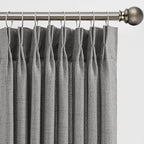 Grey Pinch Pleated Curtains 105 Inches Long 2 Panels, Soft Linen Textured Window Drapes for Bedroom Living Room Semi Sheer Light Filtering Back Tab with Hooks 70x105