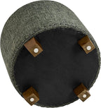 Homepop Home Decor | Upholstered Round Storage Ottoman with Nailheads| Ottoman with Storage for Living Room & Bedroom, Green Clover Fabric