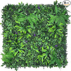 Artificial Greenery Wall Panels: 20''x 20'' 8P UV-Anti Faux Greennery Grass Wall Privacy Backdrop Fence Screen for Garden Fence Covering Privacy, Outdoor Indoor Home Decor