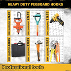 ELEAD 28-Piece Pegboard Hooks with Extension Straps, Heavy Duty Organizer Pegboard Accessories Fit for 1/4" Pegboard, Peg Board Tool Utility Hangers for Power Tool, Drill, Bag, Cord