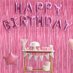 4 Pack Birthday Decorations, 3.28 FT x 7.05 FT Pink Backdrop, Metallic Happy Birthday Backdrop Fringe Curtains Party Streamer, Bachelorette Party Decorations Princes Birthday Valentines Party Decor