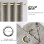 MIULEE Linen Texture Curtains for Bedroom Solid 100% Blackout Thermal Insulated Linen Curtains Grommet Room Darkening Drapes for Living Room Nursery 52x108 Inch (2 Panels)
