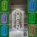 Vertical open sign Vertical Open Led Sign Neon Sign business window light vertical open signs for business (Multi color LARGE SIZE 35x19")