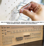 Hiltex 53108 100 Piece Metal Peg Board Hooks and Accessories Set, Pegboard Hooks Assortment, Bins & Hooks for Crafts, Organizer for Garage, Peg Board Tool Utility Hook, 1/4 Pegboard Hooks Accessories