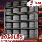 48"W Garage Shelving, 3050LBS Storage Shelves heavy duty, 5 Tier Metal Shelving Unit Adjustable Garage Shelves Heavy Duty Shelving for Warehouse,Commercial, Kitchen, 48" W × 24" D × 72" H, Black，2PCS