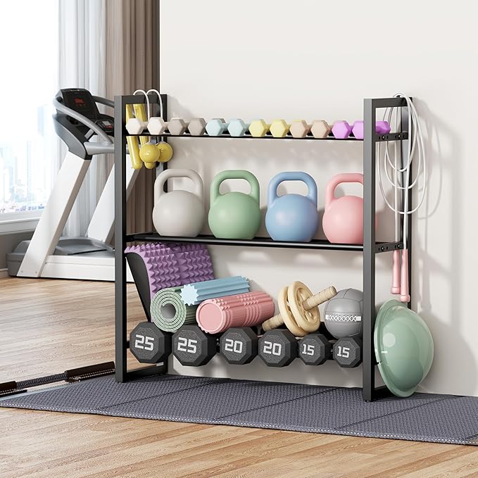 Pickpiff 3 Tier Dumbbell Rack Weight Rack Stand Only for Home Gym Storage Organizing Dumbbells Up to 390 lb Capacity