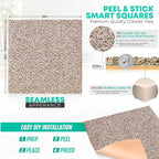 Feather Peel and Stick Carpet Tiles, Attached Cushion, Easy DIY Install, Soft Residential Carpet, American Made, Seamless Appearance, Plush (10 Tiles - 22.5 Square Feet) (Flight, 18x18)