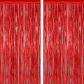 2 Pack Red Tinsel Backdrop, 3.28 FT x 7.05 FT Fringe Curtains, Red Foil Tinsel Party Streamer Backdrop Curtains for Valentines Day, Wedding Photo Backdrop Party Decorations for Wedding Anniversaries