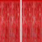 2 Pack Red Tinsel Backdrop, 3.28 FT x 7.05 FT Fringe Curtains, Red Foil Tinsel Party Streamer Backdrop Curtains for Valentines Day, Wedding Photo Backdrop Party Decorations for Wedding Anniversaries