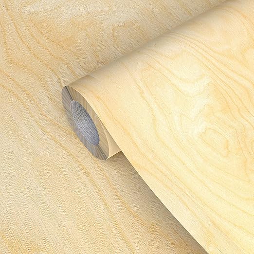 GSCIT Club Birch Wood Veneer, 8 inch x 25ft Wood Edge Banding Pre-glued Flexible, 7.87 inch Veneer Tape Banding for Cabinet Repair Furniture Restoration