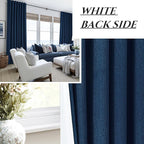 Navy Blue Blackout Curtains 84 Inch Length for Kids/Boys Rooms/Bedroom, Floor to Ceiling Track Pleated Drapes with Hooks Linen Thermal Coastal Curtain Dark Blue Window Burg 50"Wx84"Lx 2Panels Back Tab