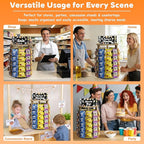 5 Tier 50 Clips 360°Rotating Snack Organizer, Wooden Chip Rack Display Stand - Chip Bag Holder Candy Display with Message Board for Countertop Home Office Party Retail Concession Stand