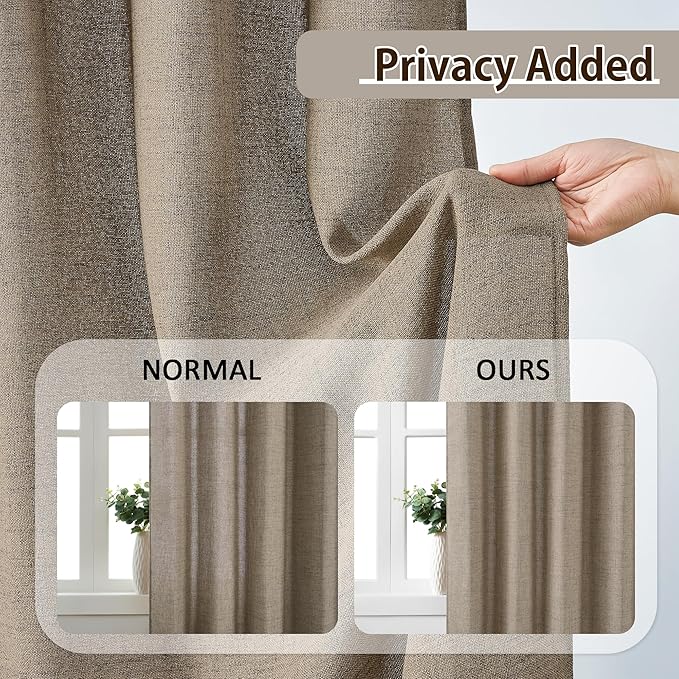 Khaki Pinch Pleated Sheer Curtains 120 Inches Long,Textured Boho Vintage Curtains Bohemian Retro Window Treatments for Bedroom/Living Room 42x120 Inch 2 Panels Back Tab Rod Pocket