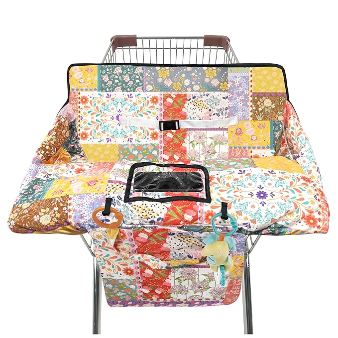 Shopping Cart Cover for Baby,2-in-1 High Chair Cover with Portable Cloth Bag,Cart Seat Pad for Babies Grocery Cushion Cover Restaurant,Suitable for All Supermarkets
