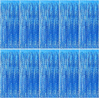 Blue Backdrop Wavy Tinsel Foil Fringe Curtains for Parties Sparkle Metallic Wavy Blue Birthday Decorations for Streamers Party Decorations Photo Booth Props Birthday Ocean Party Decor Supplies